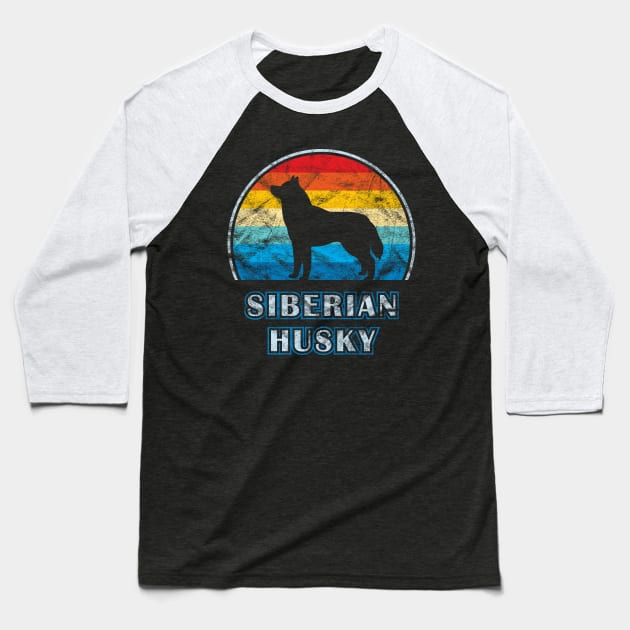 Siberian Husky Vintage Design Dog Baseball T-Shirt by millersye